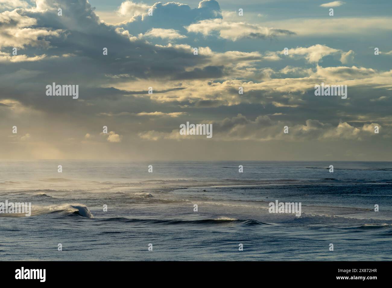 Surf e pesca al largo della costa a Apia Samoa, nel Pacifico meridionale. Foto Stock