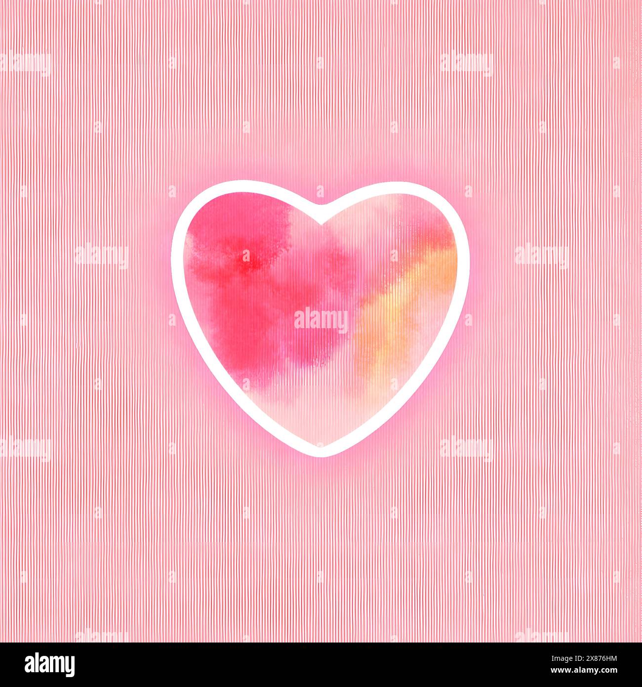 Adesivo per il cuore rosa acquerello. Illustrazione raster di Love Romance Object. Foto Stock