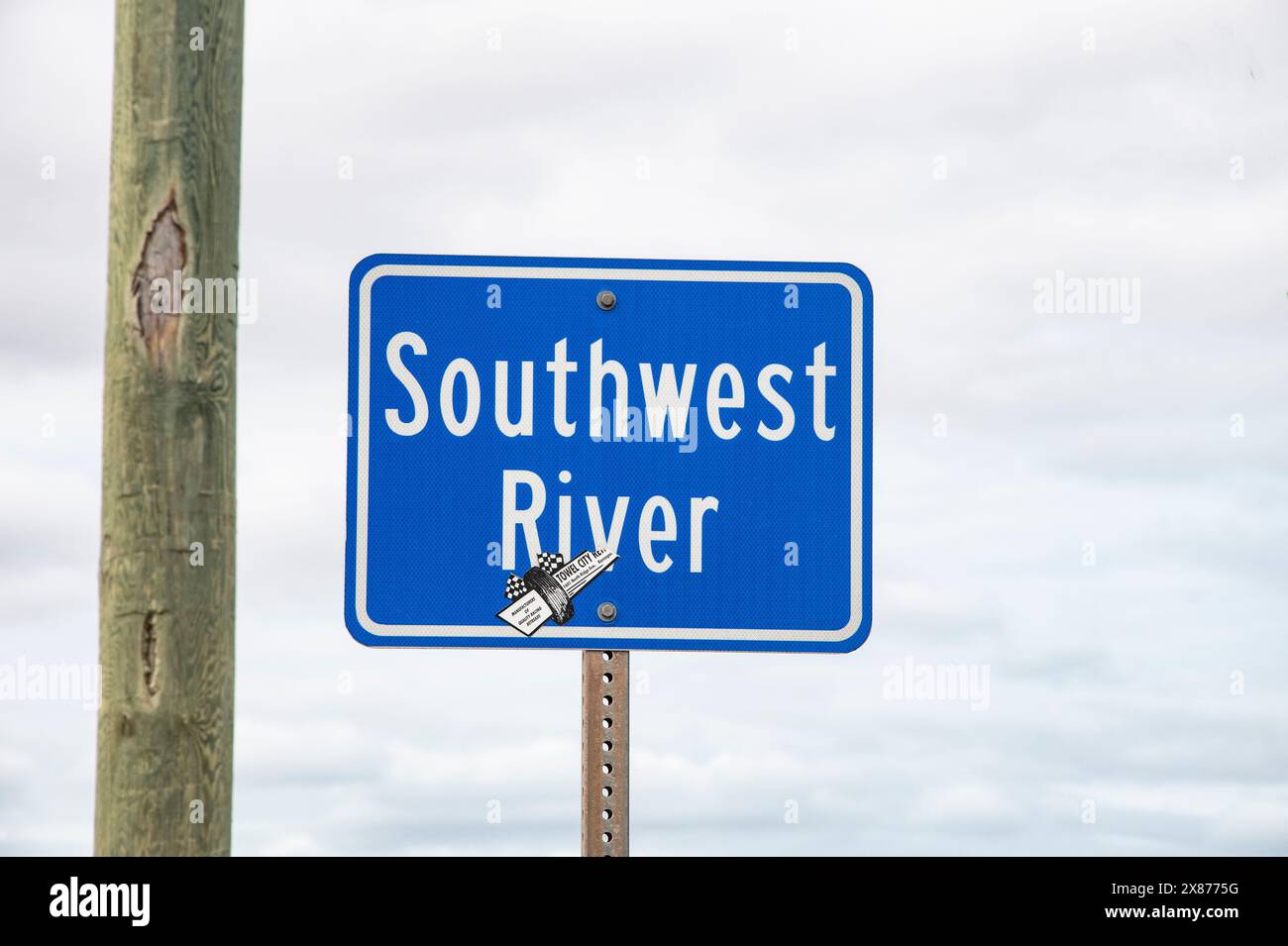 Insegna Southwest River in Park Corner, Prince Edward Island, Canada Foto Stock