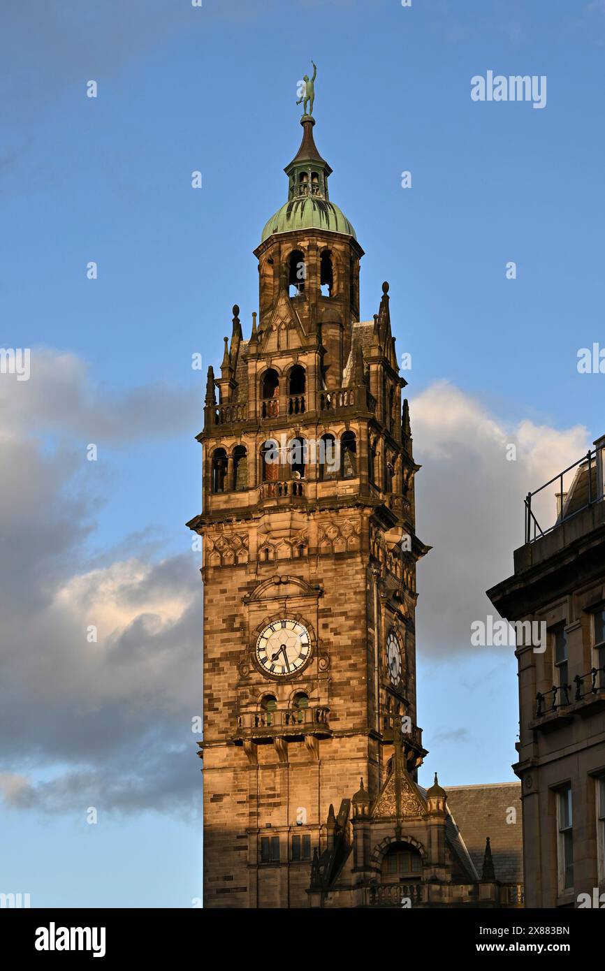 Clock Tower, Sheffield Town Hall, Sheffield, Yorkshire, Inghilterra, U. K Foto Stock