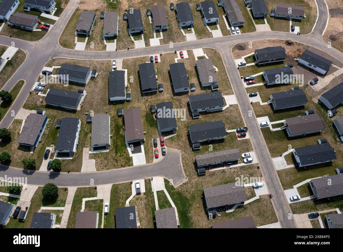 Albion, Michigan - una vista aerea del parco mobile Wildflower Crossing. Foto Stock