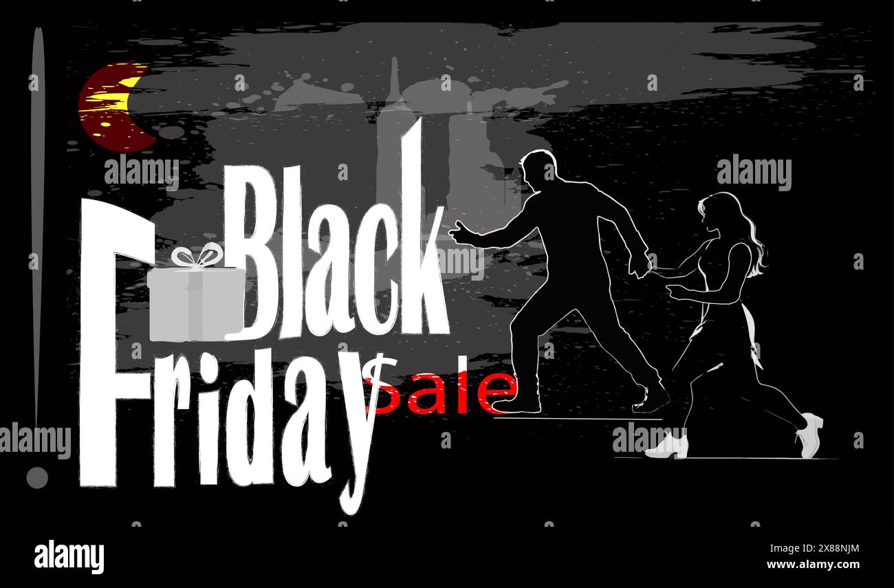 Prezzi neri del venerdì e grandi sconti Illustrazione Vettoriale