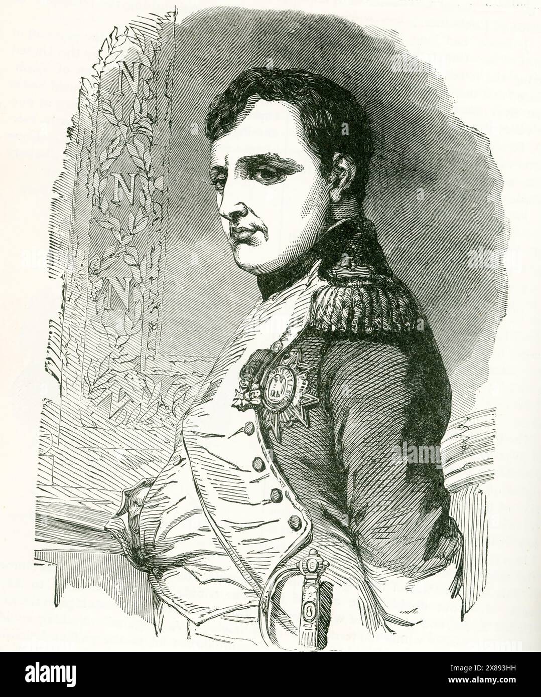 Napoleone Bonaparte (1769 – 1821) è stato un politico e militare francese che divenne imperatore di Francia. Conosciuto anche come Napoleone i, conquistò gran parte dell'Europa all'inizio del XIX secolo. Nato sull'isola di Corsica, Napoleone crebbe rapidamente nelle file militari durante la Rivoluzione francese (1789-1799). Dopo aver conquistato il potere politico in Francia con un colpo di Stato del 1799, si incoronò imperatore nel 1804. Foto Stock