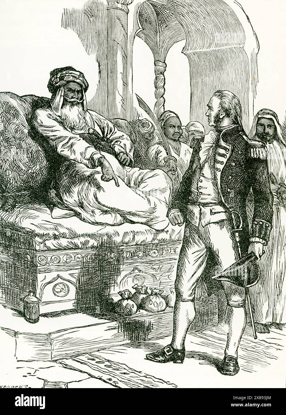 Nel 1800, il tenente della marina statunitense William Bainbridge comandò la fregata George Washington e ricevette l'ordine di portare merci tributo ad Algeri. Il dey (sovrano) di Algeri (Algeria oggi) lo costrinse a fare un viaggio a Costantinopoli battendo bandiera algerina. Mentre comandava la fregata Philadelphia nell'ottobre 1803, inseguì una nave nel porto di Tripoli e accidentalmente si arenò. Lui e il suo equipaggio rimasero prigionieri dei tripolitani fino al giugno 1805. Foto Stock