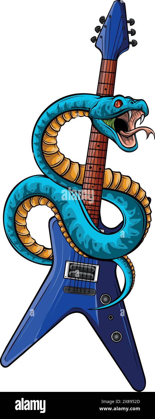 Disegna un disegno di illustrazione vettoriale per chitarra elettrica colorata Illustrazione Vettoriale