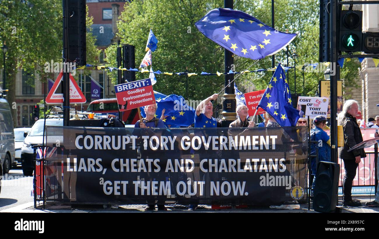 Londra, Regno Unito. I manifestanti anti anti-Brexit nel loro solito posto a Whitehall il mercoledì, quando hanno luogo le domande del primo Ministro (PMQ) Foto Stock