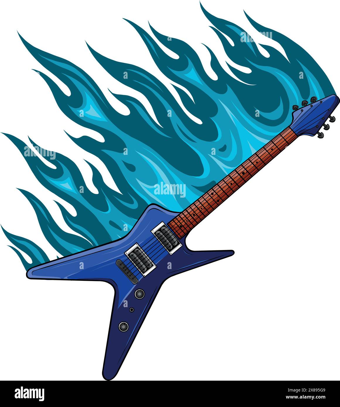 Disegna un disegno di illustrazione vettoriale per chitarra elettrica colorata Illustrazione Vettoriale