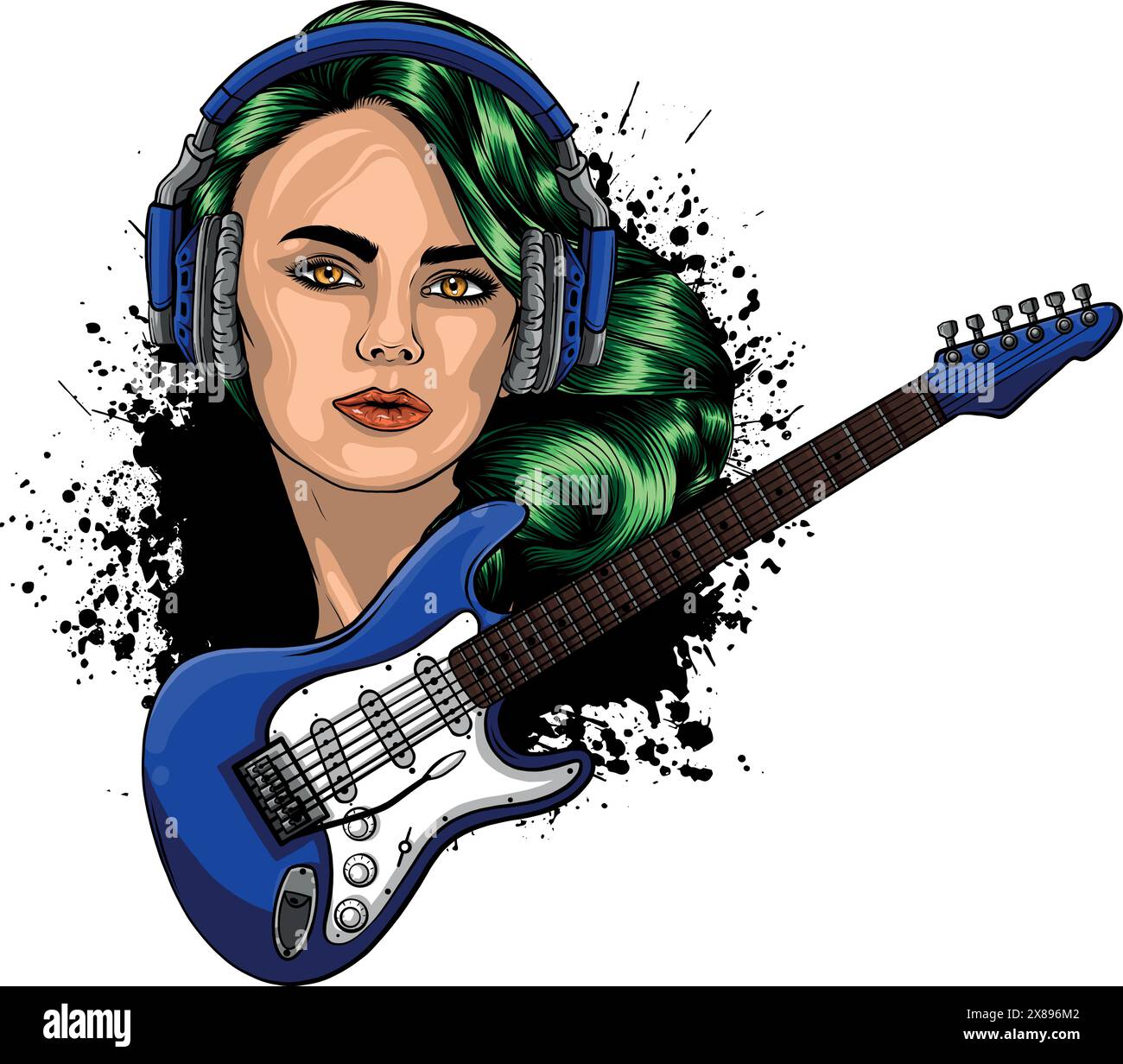 Disegna un disegno di illustrazione vettoriale per chitarra elettrica colorata Illustrazione Vettoriale