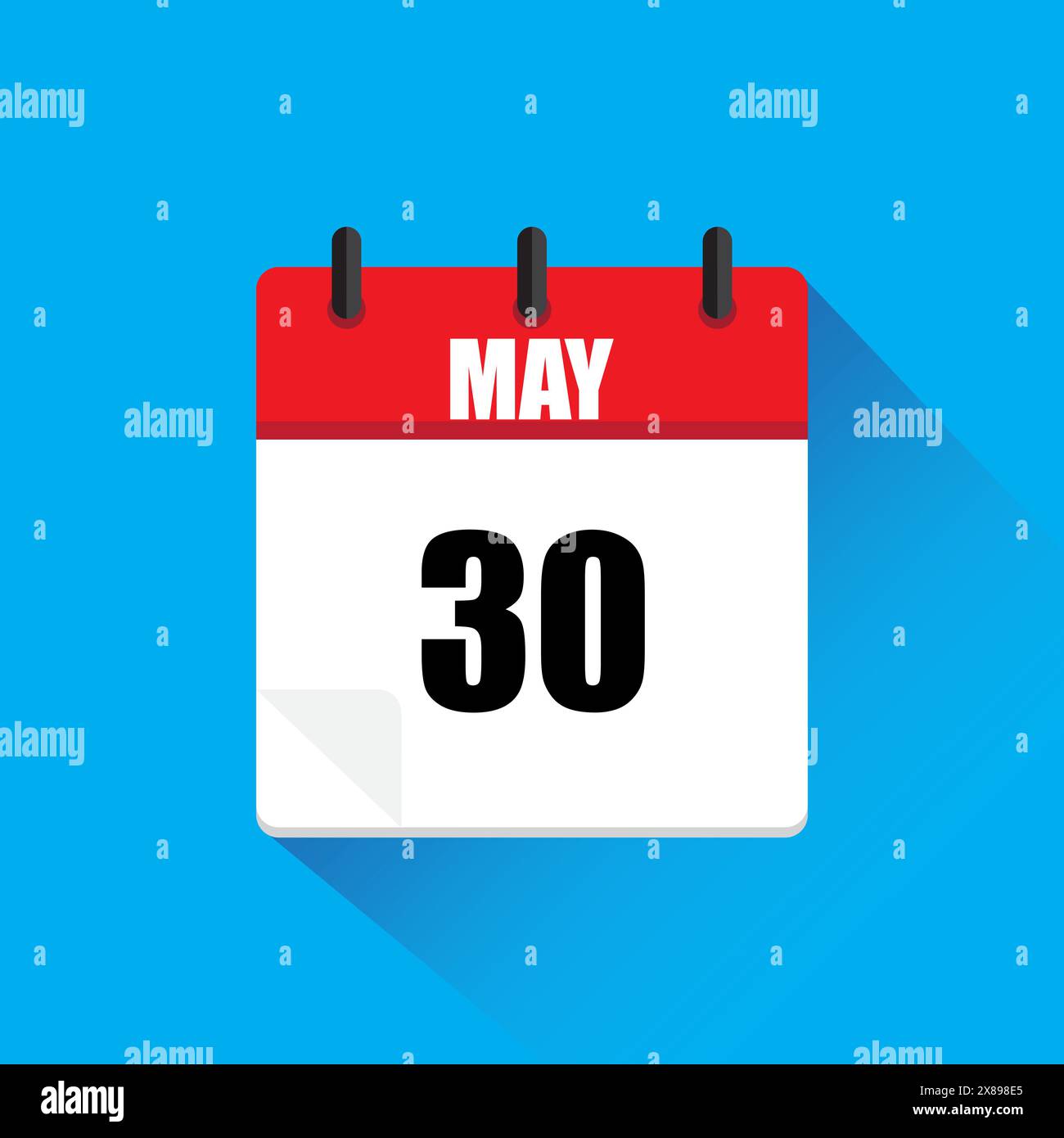 Icona del calendario. Rosso e bianco. Maggio 30. Illustrazione vettoriale. Illustrazione Vettoriale