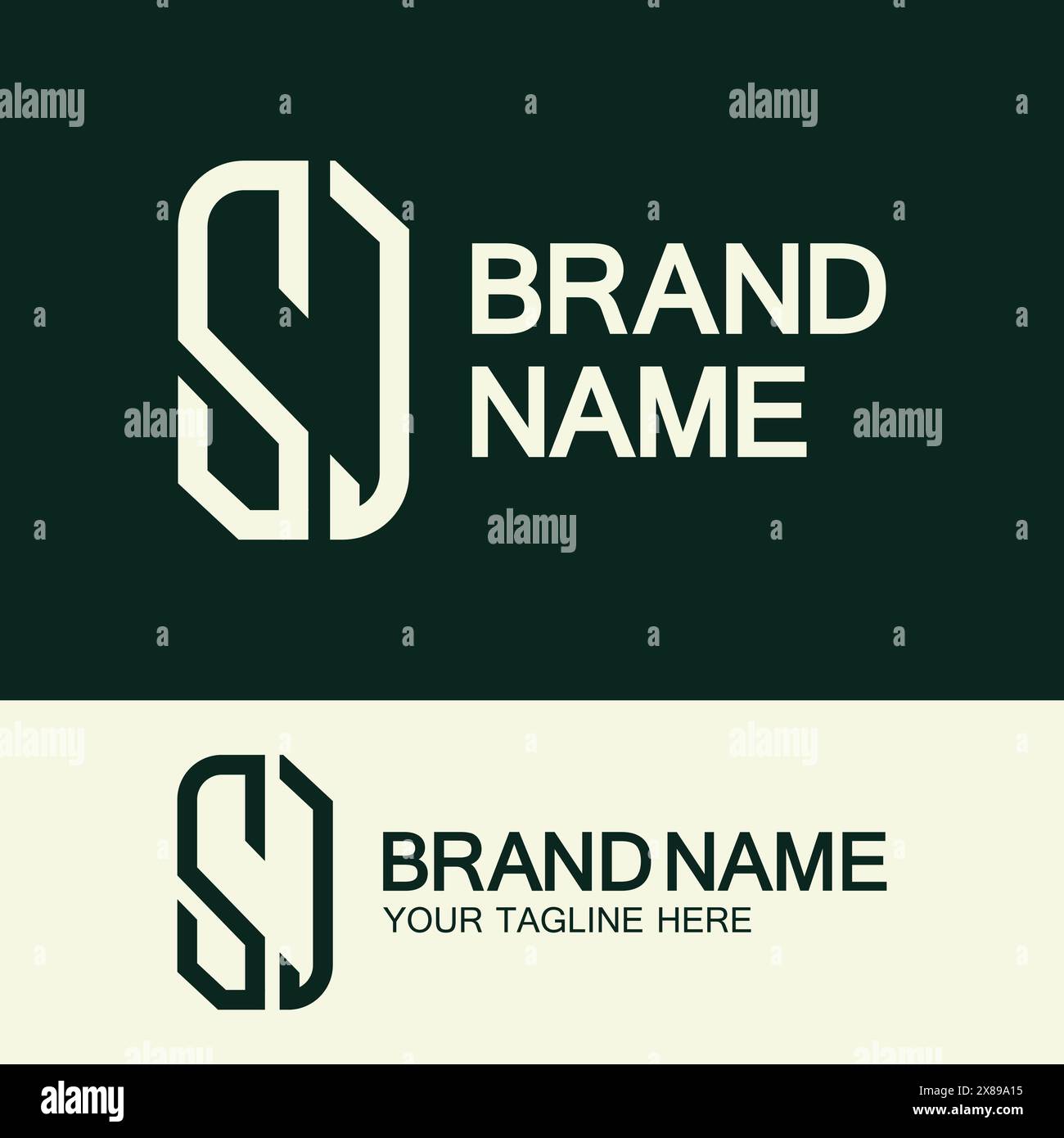 Lettera creativa SJ o monogramma JS semplice design con logo. Illustrazione Vettoriale