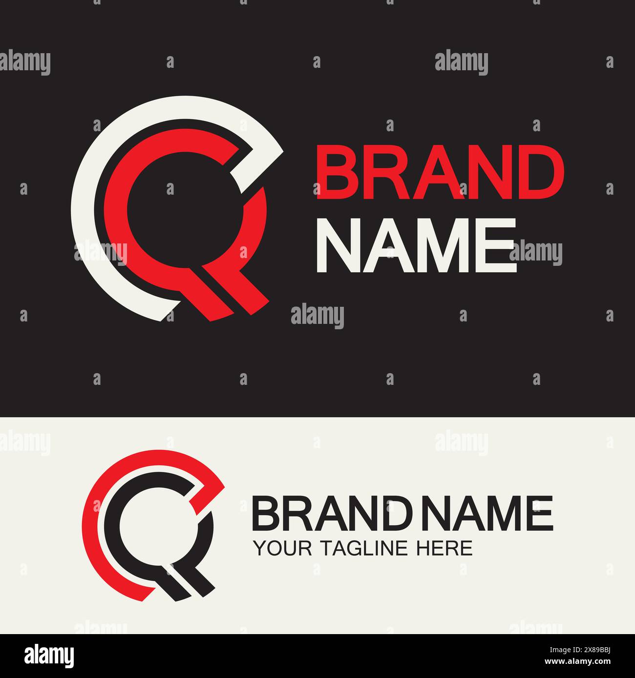 Logo QC o Logo CQ. Modello logo CQ o CQ con lettera creativa. Illustrazione Vettoriale