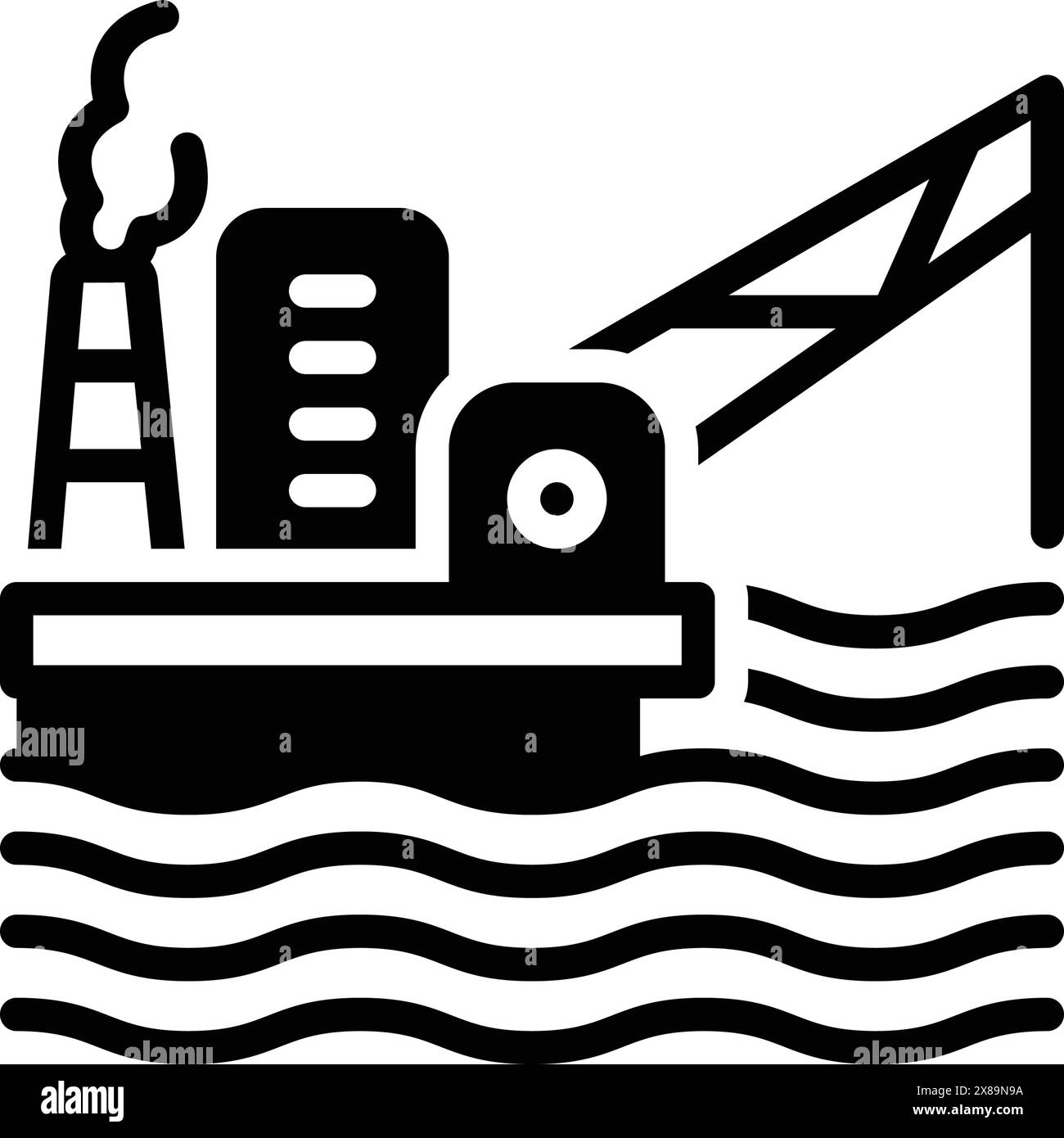 Icona per piattaforma petrolifera, offshore Illustrazione Vettoriale