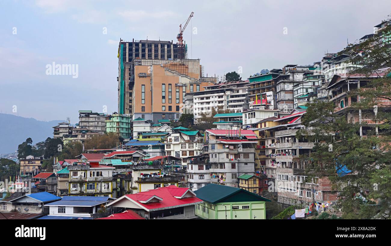 Paesaggio urbano di Gangtok City, Gangtok, Sikkim, India. Foto Stock