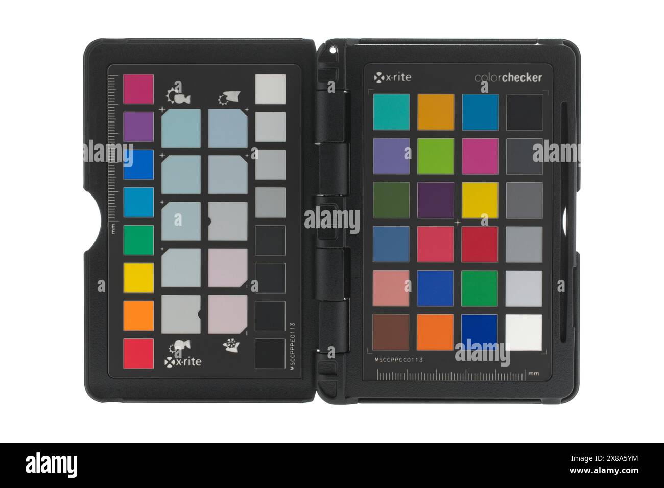Controllo colore X Rite su sfondo bianco Foto Stock