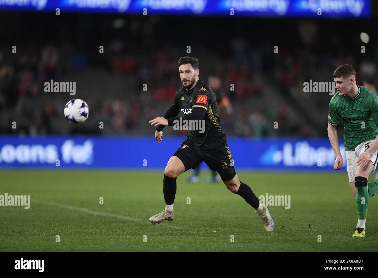 MELBOURNE, AUSTRALIA. 24 maggio 2024. Nella foto: L'attaccante di Melbourne Mathew Leckie durante la settimana calcistica globale amichevole tra il club inglese Newcastle United e l'Australian ALeague Allstars al Marvel Stadium di Melbourne, Australia. Crediti: Karl Phillipson/Alamy Live News Foto Stock