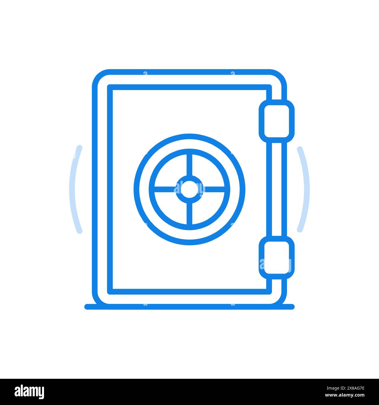 Icona della linea vettoriale di archiviazione finanziaria sicura. Sicurezza dei depositi in contanti in una cassaforte sicura. Porta di sicurezza in acciaio con serratura circolare. Un investimento ricco in sicurezza Illustrazione Vettoriale