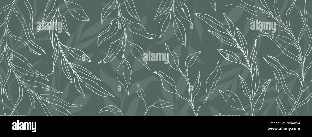 Design striscione vegetale natura disegnato a mano. Elemento botanico vegetale. Elegante stile vintage. Illustrazione Vettoriale