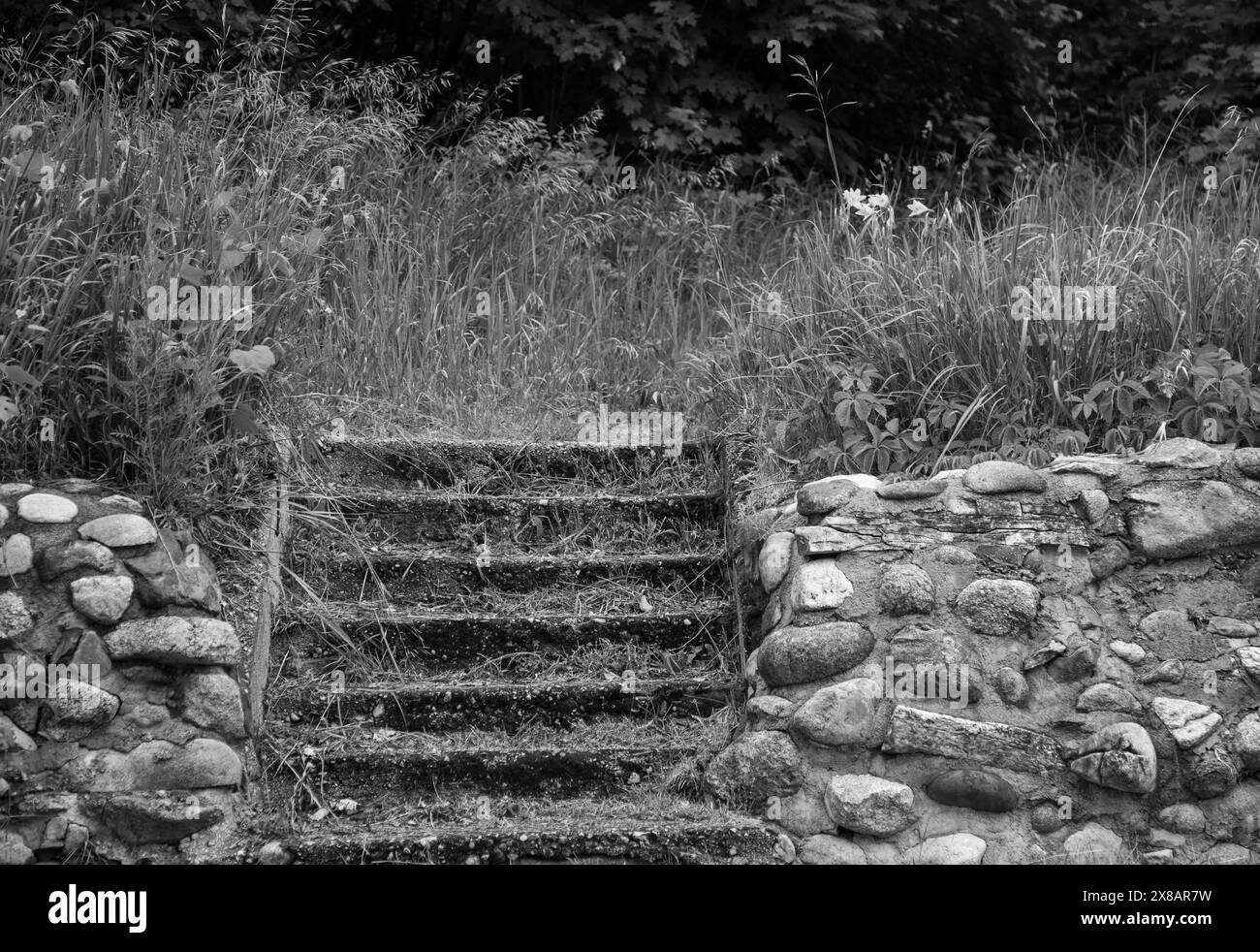 Vecchi passi per una casa colonica Foto Stock