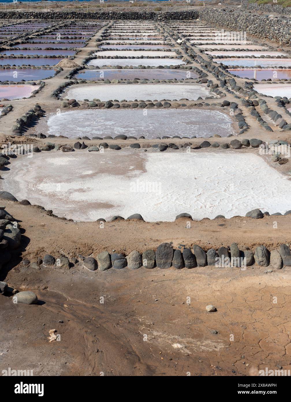 Vista panoramica dello stagno di evaporazione delle vecchie miniere di TenefÃ© Foto Stock