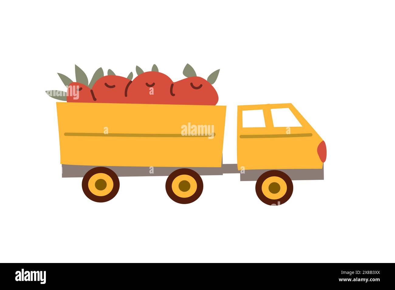 Il giorno del ringraziamento del festival autunnale fa da sfondo a un veicolo. Design da festa per il raccolto autunnale. Banner, bordo o biglietto di auguri per il giorno del Ringraziamento. Illustrazione Vettoriale