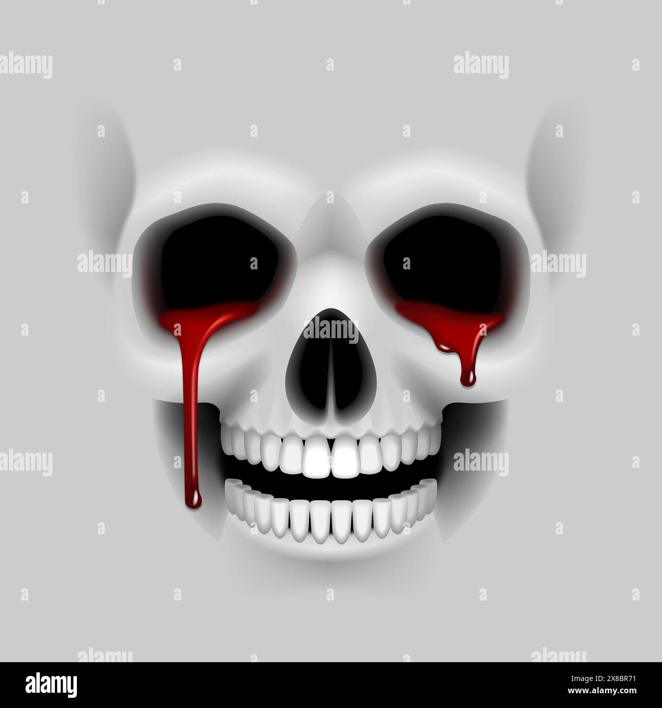 Divertente design del cranio. Illustrazione di Halloween. Foto Stock