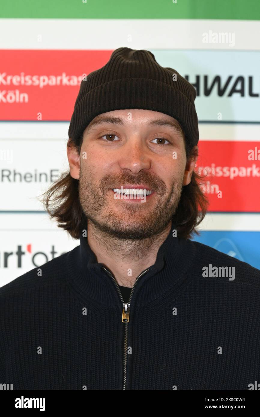 Colonia, Germania. 24 maggio 2024. Il ciclista Rick Zabel alla conferenza stampa del classico ciclismo Rund um Köln, che si terrà quest'anno per la 106esima volta. Crediti: Horst Galuschka/dpa/Alamy Live News Foto Stock