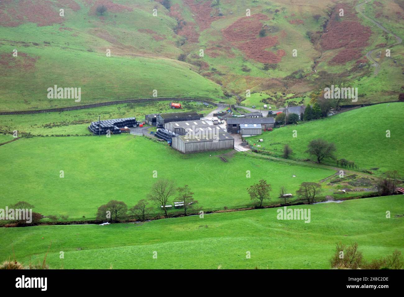 Dry Howe Farm nella Banniisdale Valley vicino a Kendal nel Lake District National Park, Cumbria, Inghilterra, Regno Unito. Foto Stock