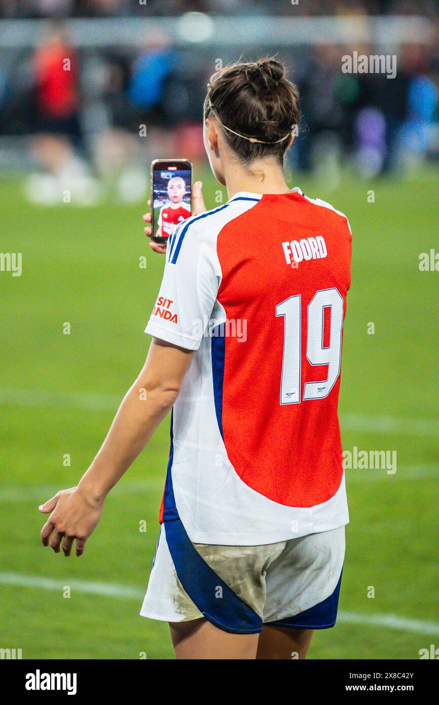 Melbourne, Victoria, Australia. 24 maggio 2024. MELBOURNE, AUSTRALIA - 24 MAGGIO: Caitlin Foord of Arsenal Women FC dopo aver battuto la squadra femminile A-League All Stars durante la Global Football Week al Marvel Stadium il 24 maggio 2024 a Melbourne, Australia (Credit Image: © Chris Putnam/ZUMA Press Wire) SOLO PER USO EDITORIALE! Non per USO commerciale! Crediti: ZUMA Press, Inc./Alamy Live News Foto Stock