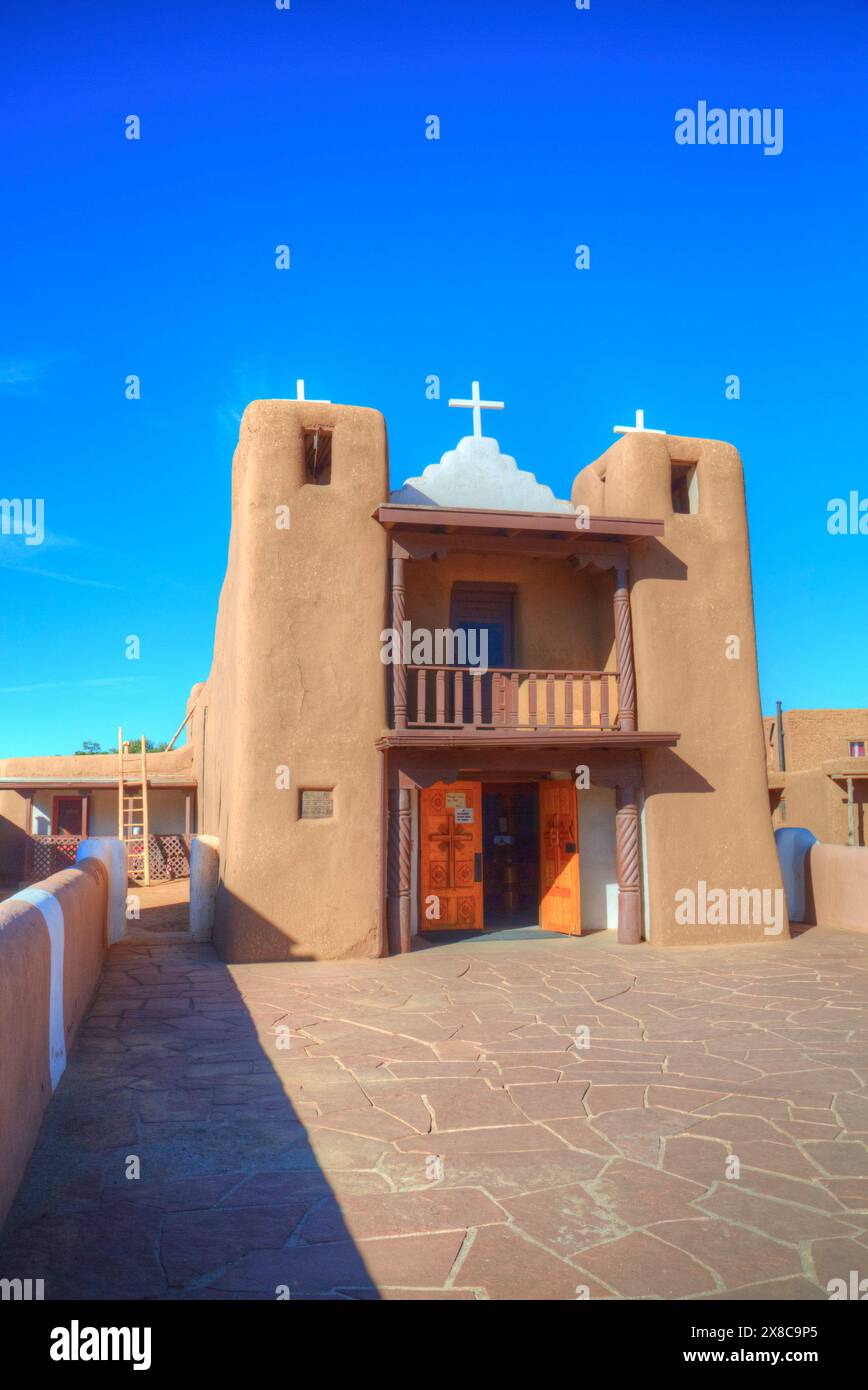 San Geronimo Cappella, Taos Pueblo, Sito Patrimonio Mondiale dell'UNESCO, Pueblo risale al 1000, e di nuovo Messico, STATI UNITI D'AMERICA Foto Stock