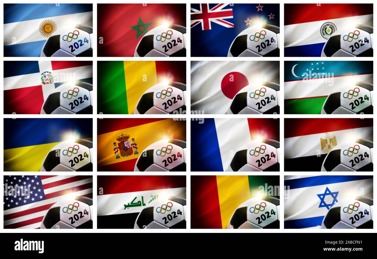 Raccolta di background di squadre qualificate per la Coppa del mondo di calcio 2022. Foto Stock