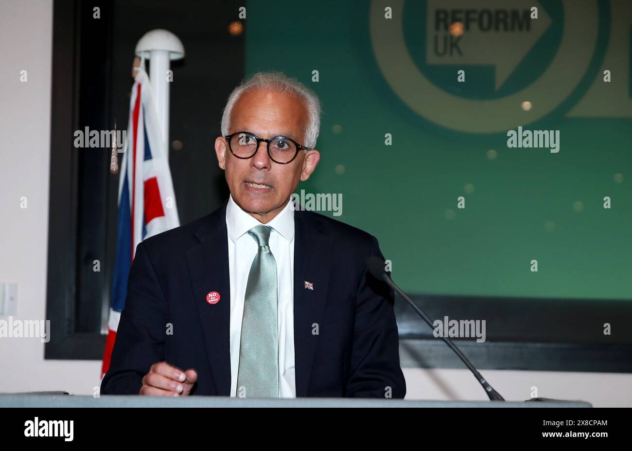 Londra, Regno Unito - 23 maggio 2024: Ben Habib partecipa al lancio della campagna elettorale Reform UK a Londra, Inghilterra. Foto Stock