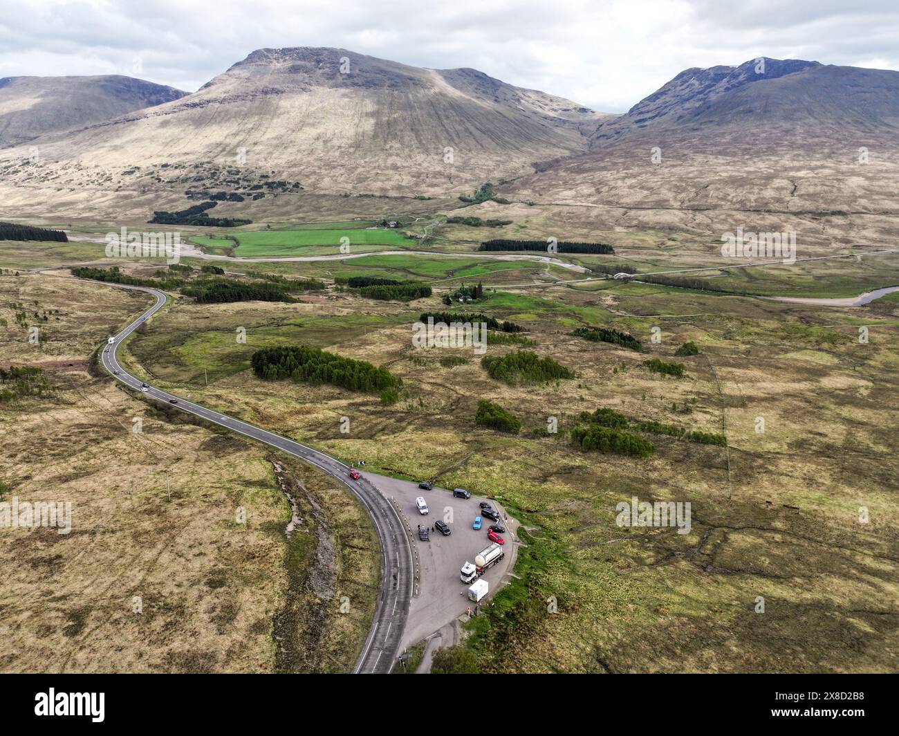 Vista aerea del punto panoramico di Loch Tulla Rannoch Moor Foto Stock