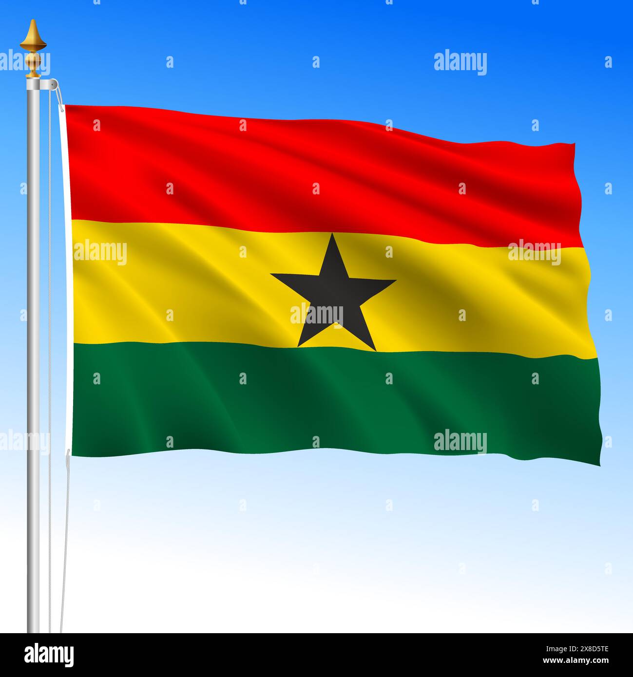 Ghana, bandiera nazionale ufficiale, paese africano, illustrazione vettoriale Illustrazione Vettoriale