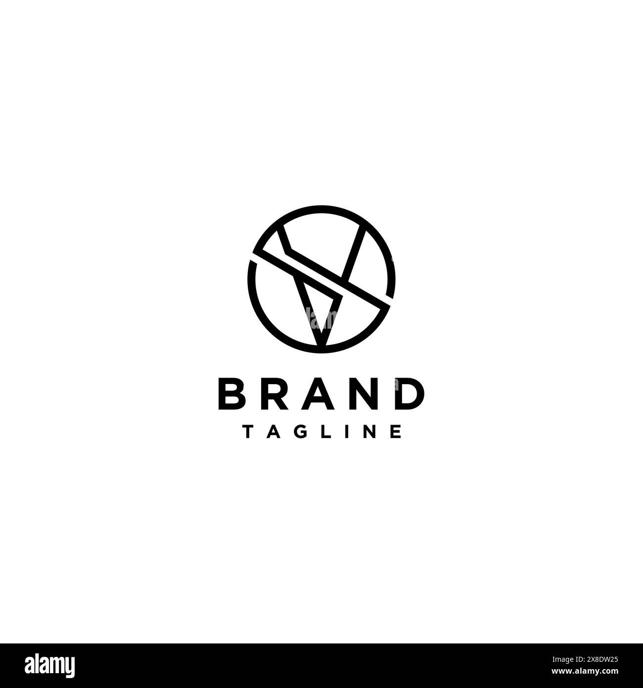 Monogramma delle lettere V e S per formare un cerchio. Design del logo lettere V e S o S e V in un design sportivo e minimalista. Illustrazione Vettoriale