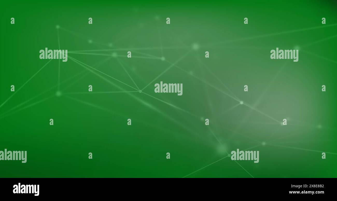 Immagine di una rete luminosa di collegamenti su sfondo verde a gradiente Foto Stock
