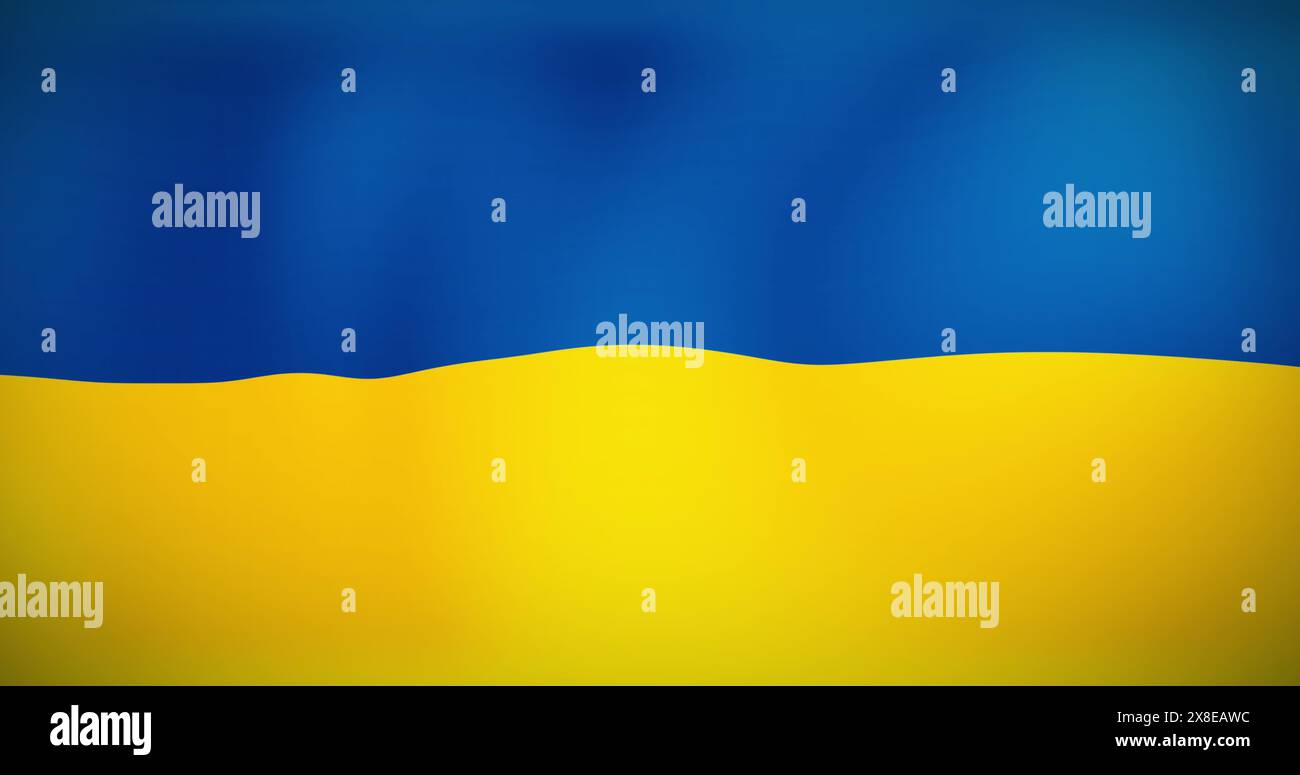 I colori blu e giallo si fondono uniformemente in un motivo ondulato Foto Stock