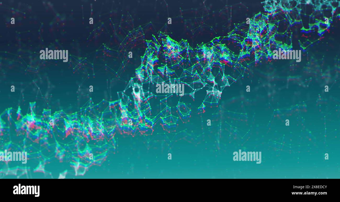 Linee e nodi vivaci che formano una rete dinamica su tutto lo schermo Foto Stock
