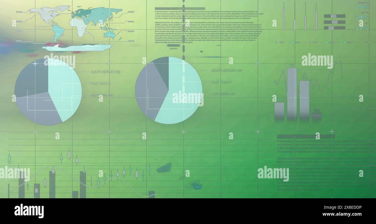 Immagine dell'elaborazione dei dati su sfondo verde Foto Stock