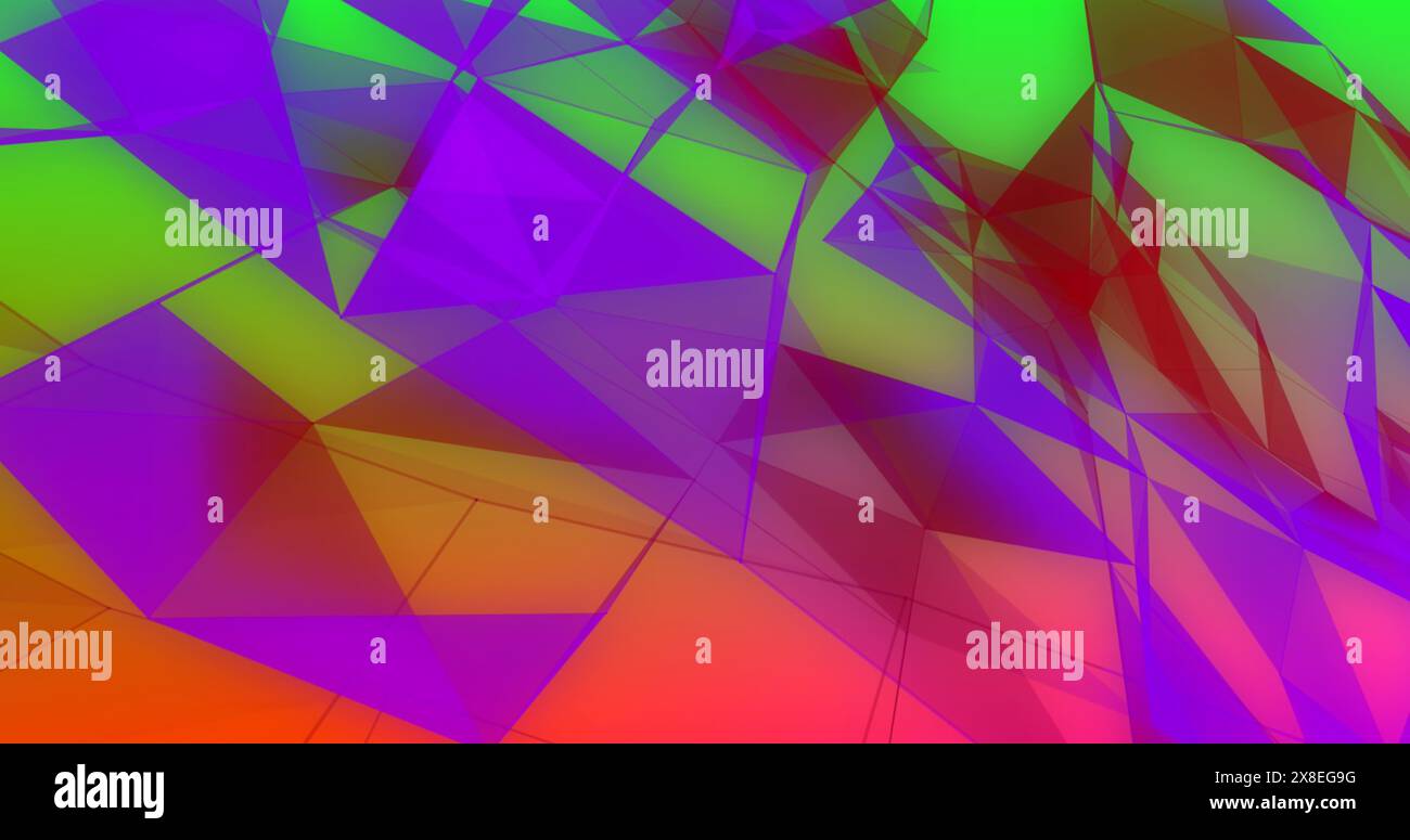 Immagine di una rete fluttuante di forme astratte colorate Foto Stock