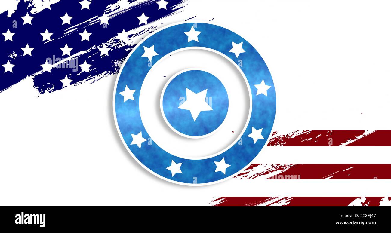 Immagine di strisce e stelle colorate con la bandiera degli stati uniti Foto Stock