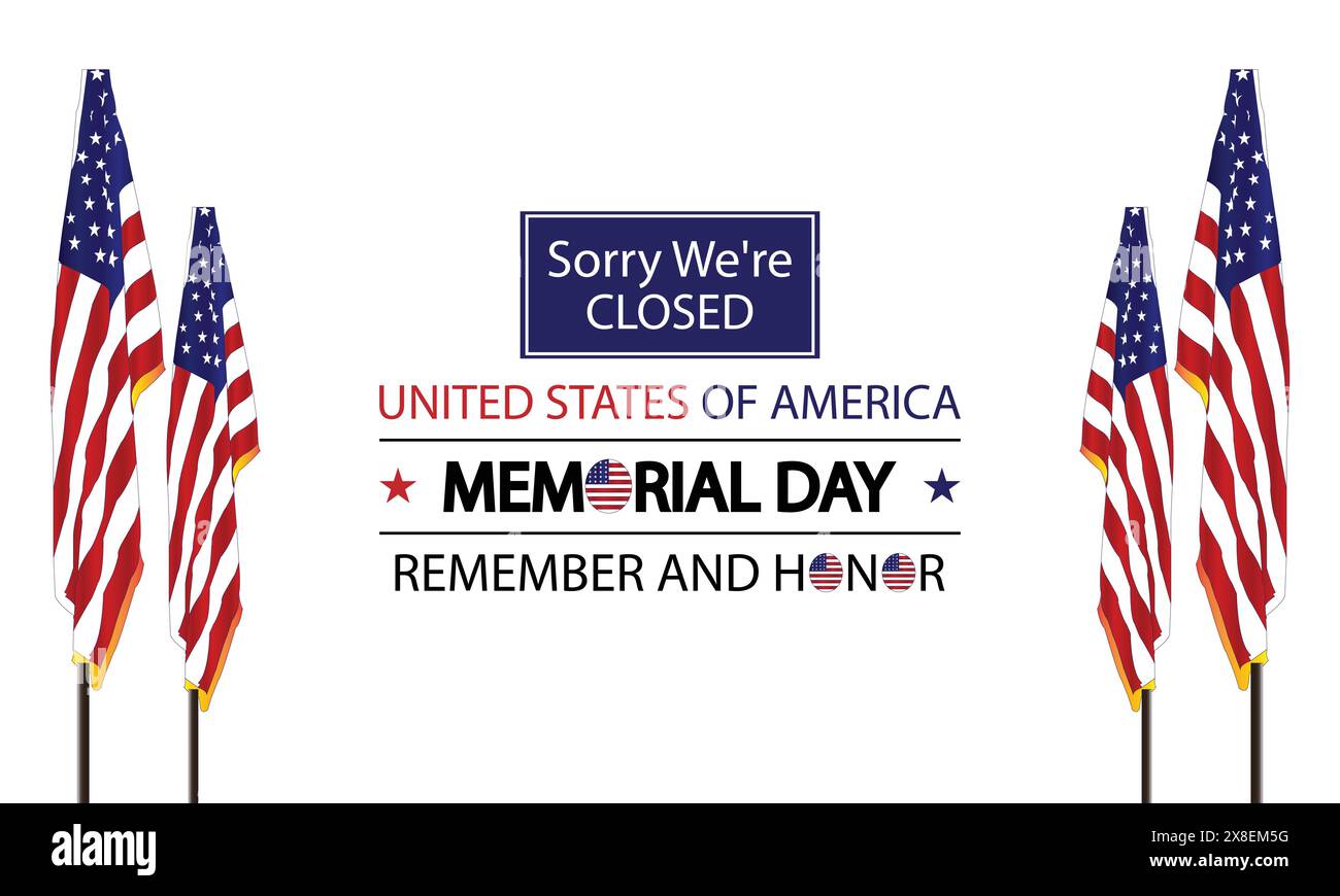 Ricordando il design della chiusura del nostro Heroes Memorial Day con Patriotic Design Illustrazione Vettoriale