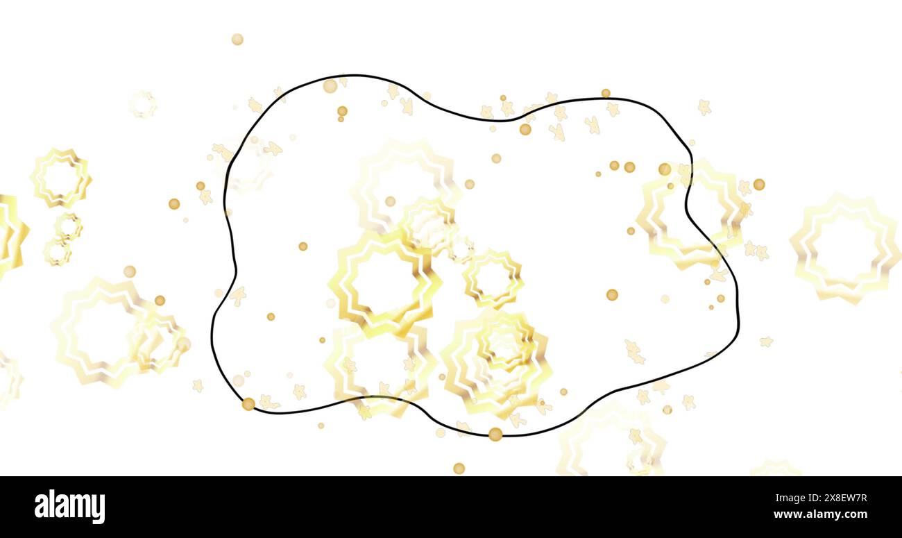 Immagine di stelle su forme su sfondo bianco Foto Stock