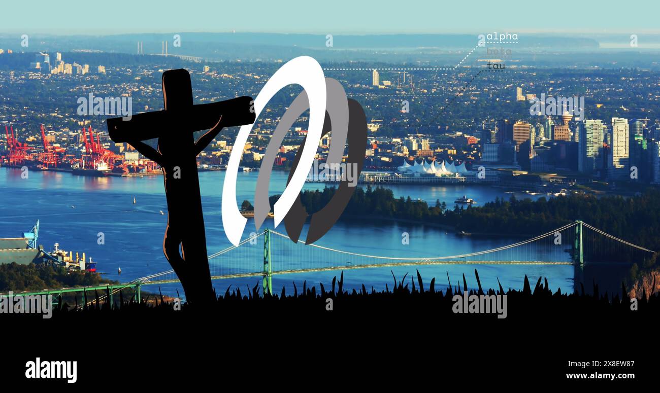 Immagine dell'elaborazione dei dati e del paesaggio urbano Foto Stock