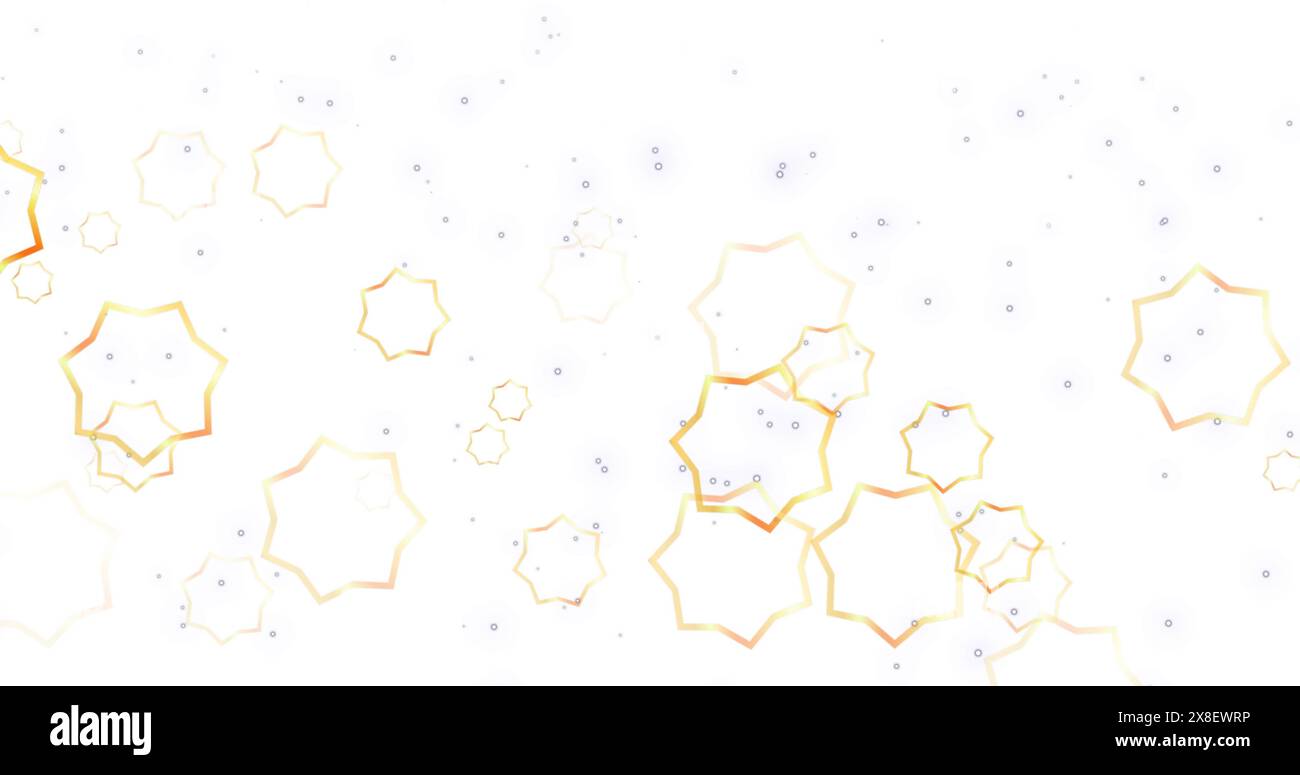 Immagine della neve che cade sulle stelle su sfondo bianco Foto Stock