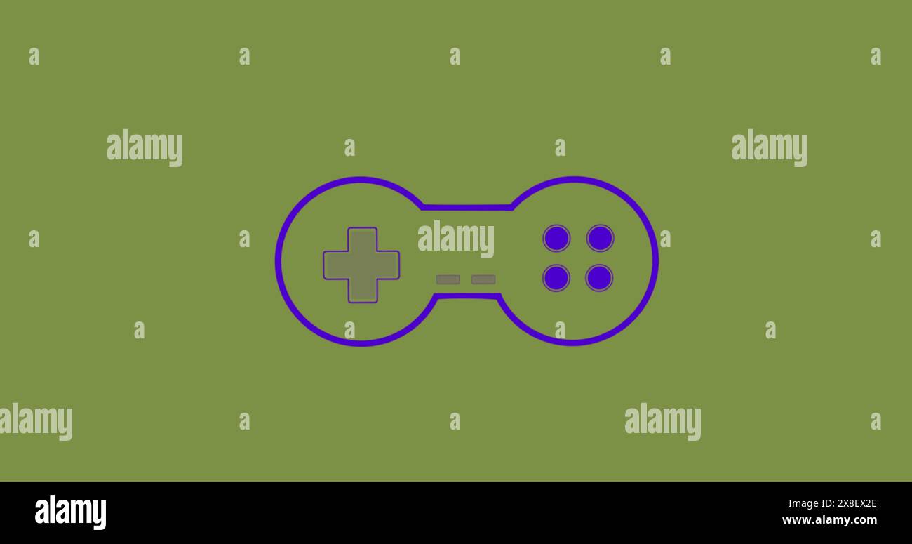 Immagine dell'icona del gamepad e delle forme su sfondo verde Foto Stock