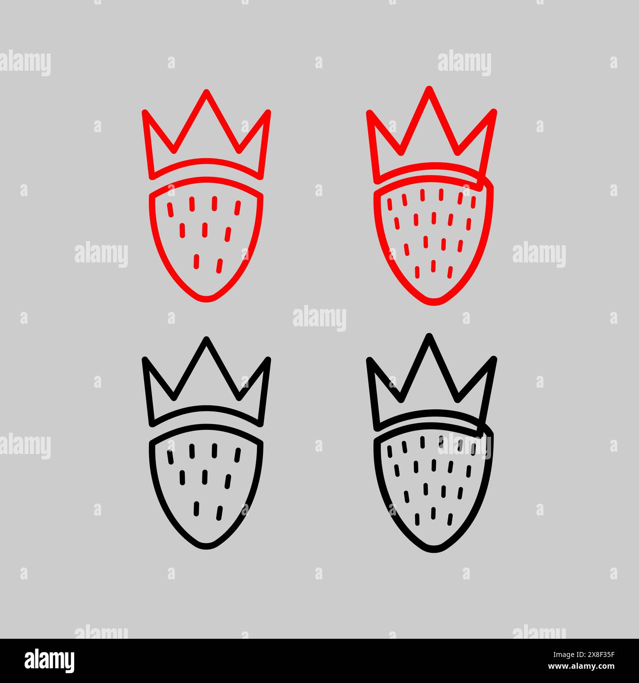 modello con logo artistico strawberry king line Illustrazione Vettoriale