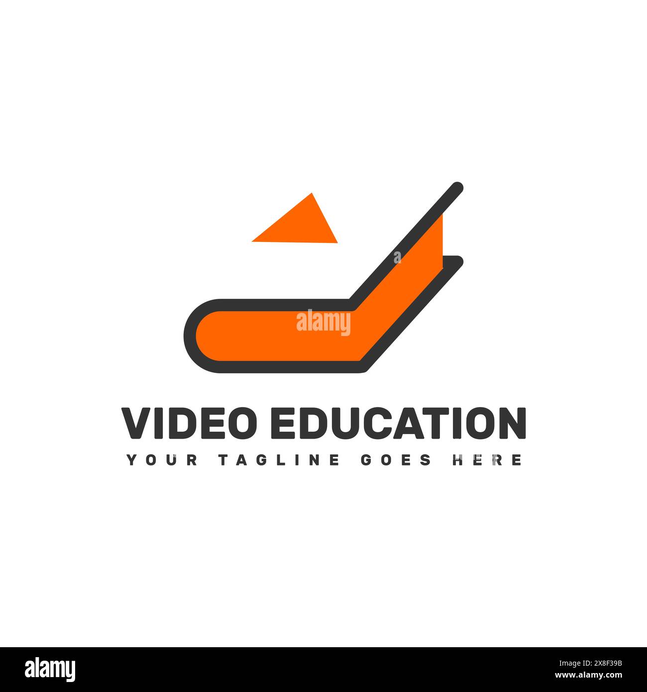 un libro con il segno del lettore video , modello del logo di formazione online , modello del logo di apprendimento video Illustrazione Vettoriale