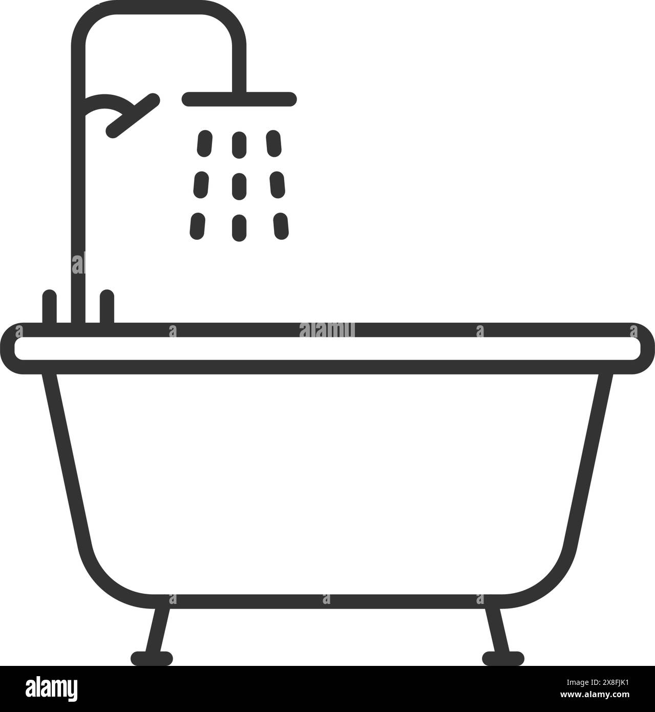 Icona del bagno in stile piatto. Illustrazione vettoriale del bagno su sfondo isolato. La vasca da bagno è un concetto di business. Illustrazione Vettoriale