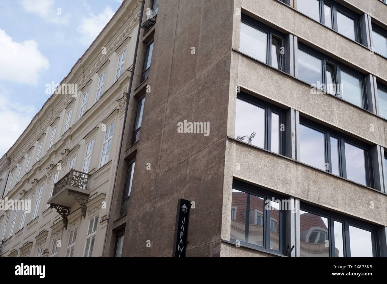 Un edificio in stile comunista, Budapest, Ungheria Foto Stock