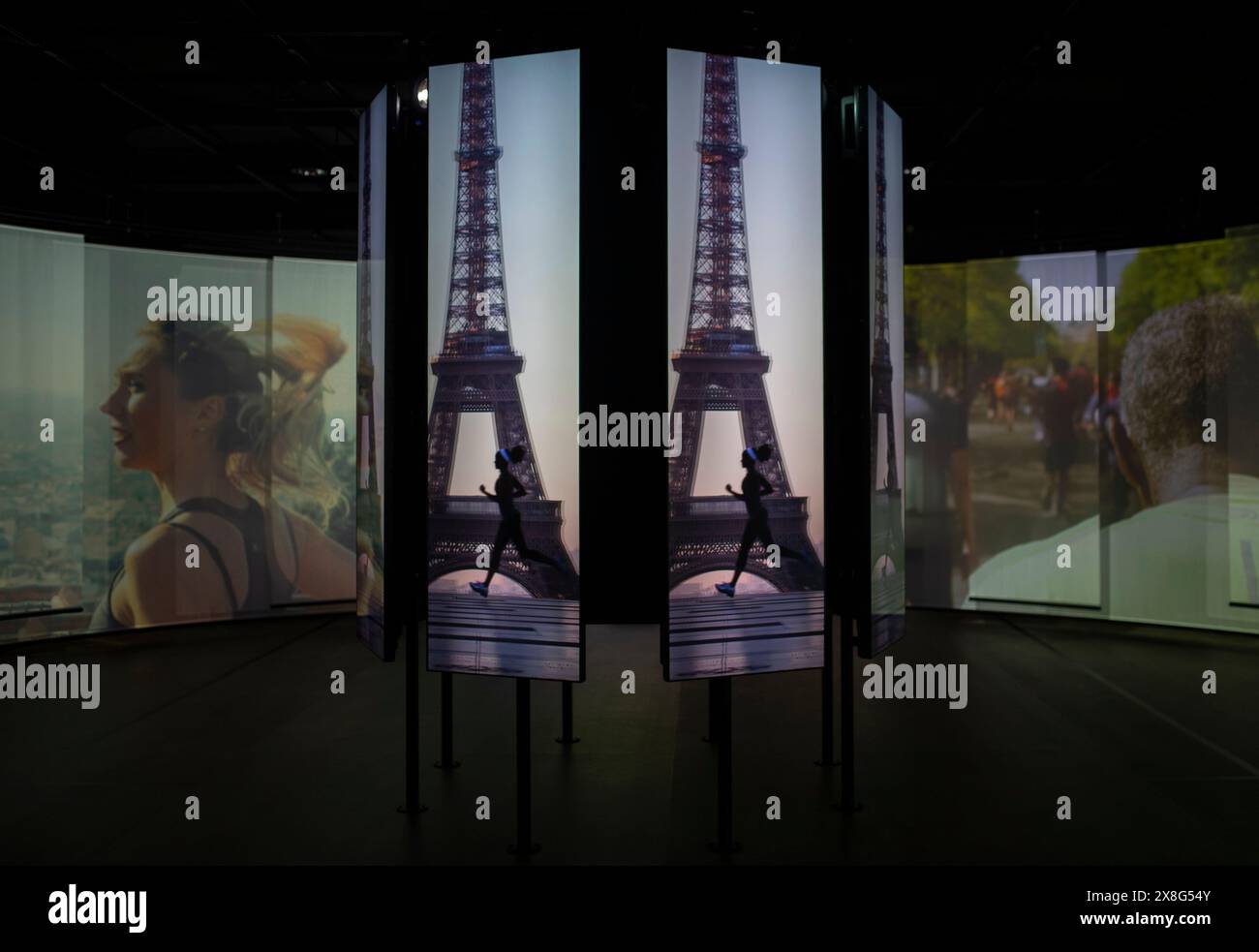 Losanna, Svizzera. 5 maggio 2024. Presentazione della mostra "Paris Olympique, un viaggio coinvolgente" che riguarda i Giochi Olimpici di Parigi 2024 durante l'Olympique di Parigi. I Giochi Olimpici di Parigi del 2024 si sono svolti al Museo Olimpico di Losanna, la capitale olimpica. (Credito: Eric Dubost/SipaUSA) credito: SIPA USA/Alamy Live News Foto Stock